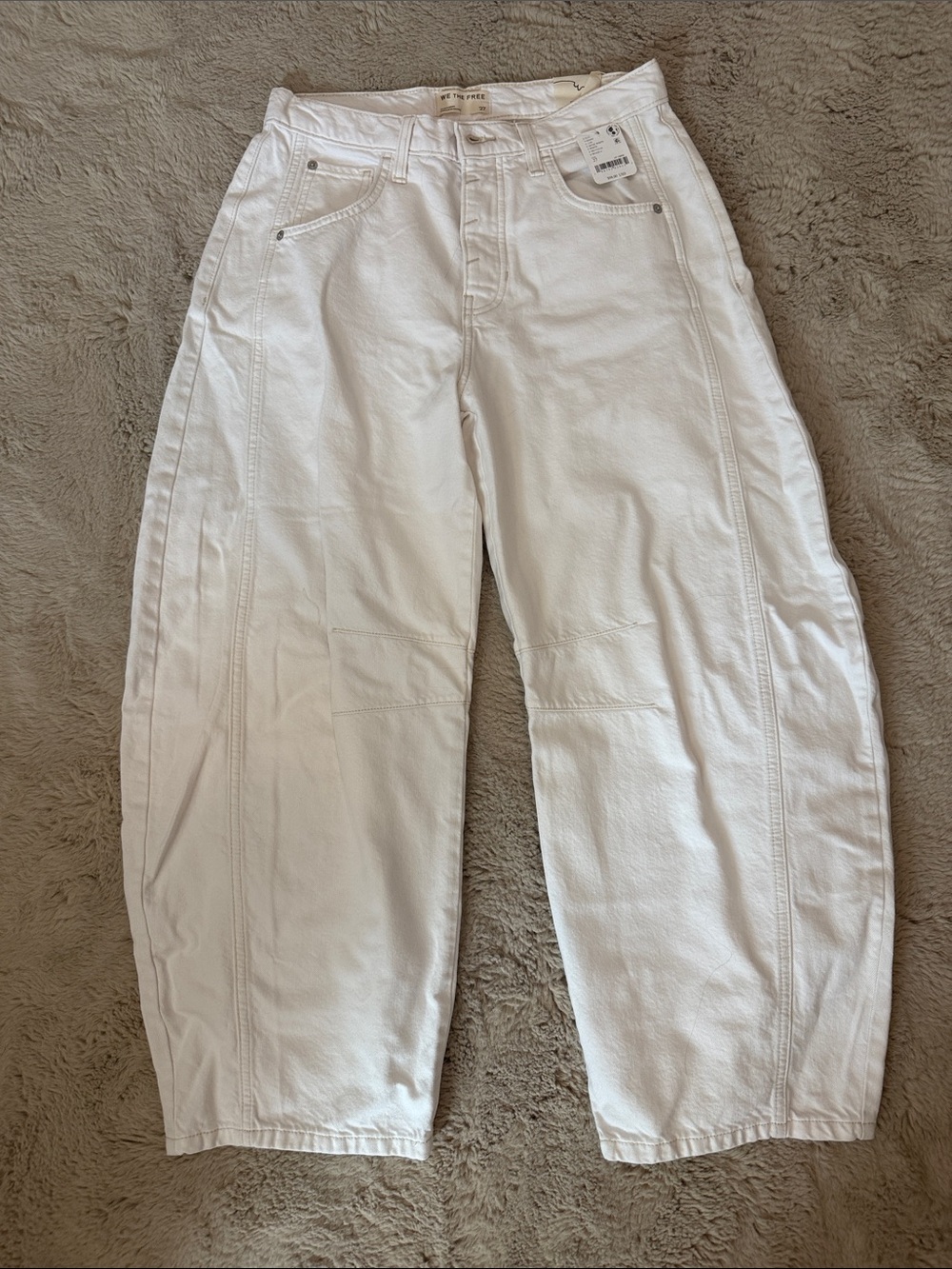 We The Free White mid rise barrel Jean
